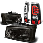 Smoked Clear Corner Headlight & Black 3D LED Tail Light for Silverado (2003–2007)