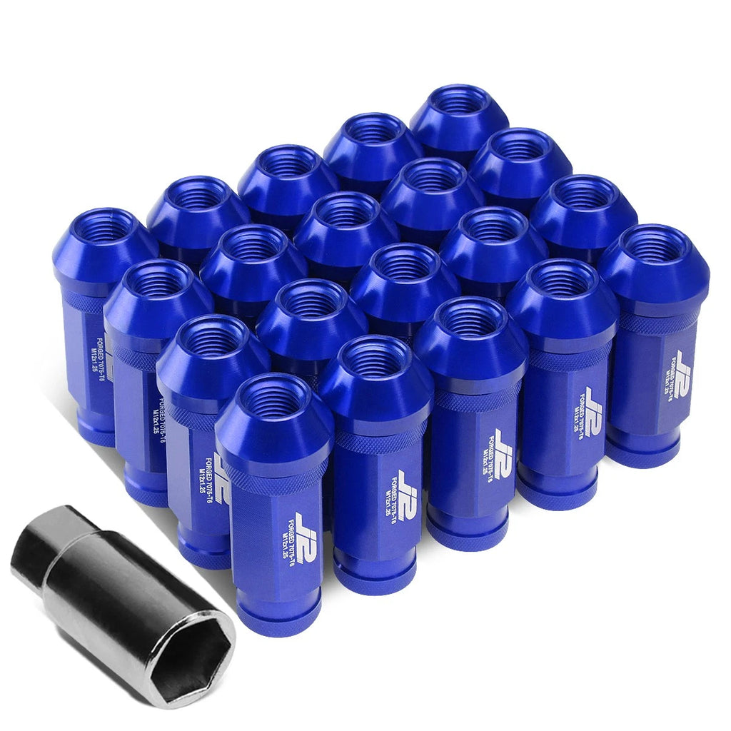 20Pcs J2 7075 Forged Aluminum M12X1.25 Open-End Lug Nut Set w/Adapter Blue