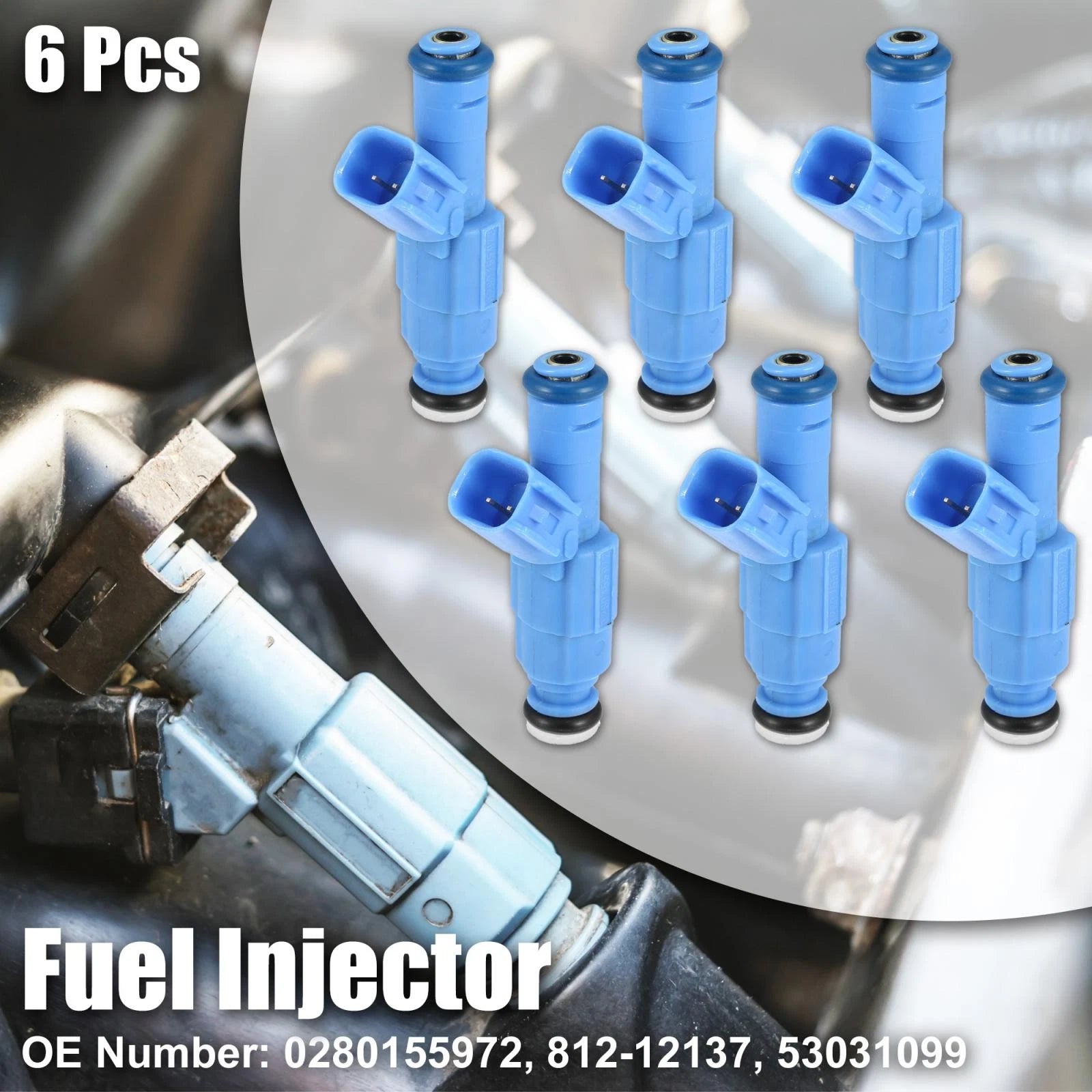 Set of 6 Fuel Injectors 0280155972 53031099 for Dodge Ram 1500 (2002–2003)