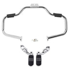 Mustache Engine Guard Highway Bar Footpegs for Harley Softail (2000–2017) Chrome