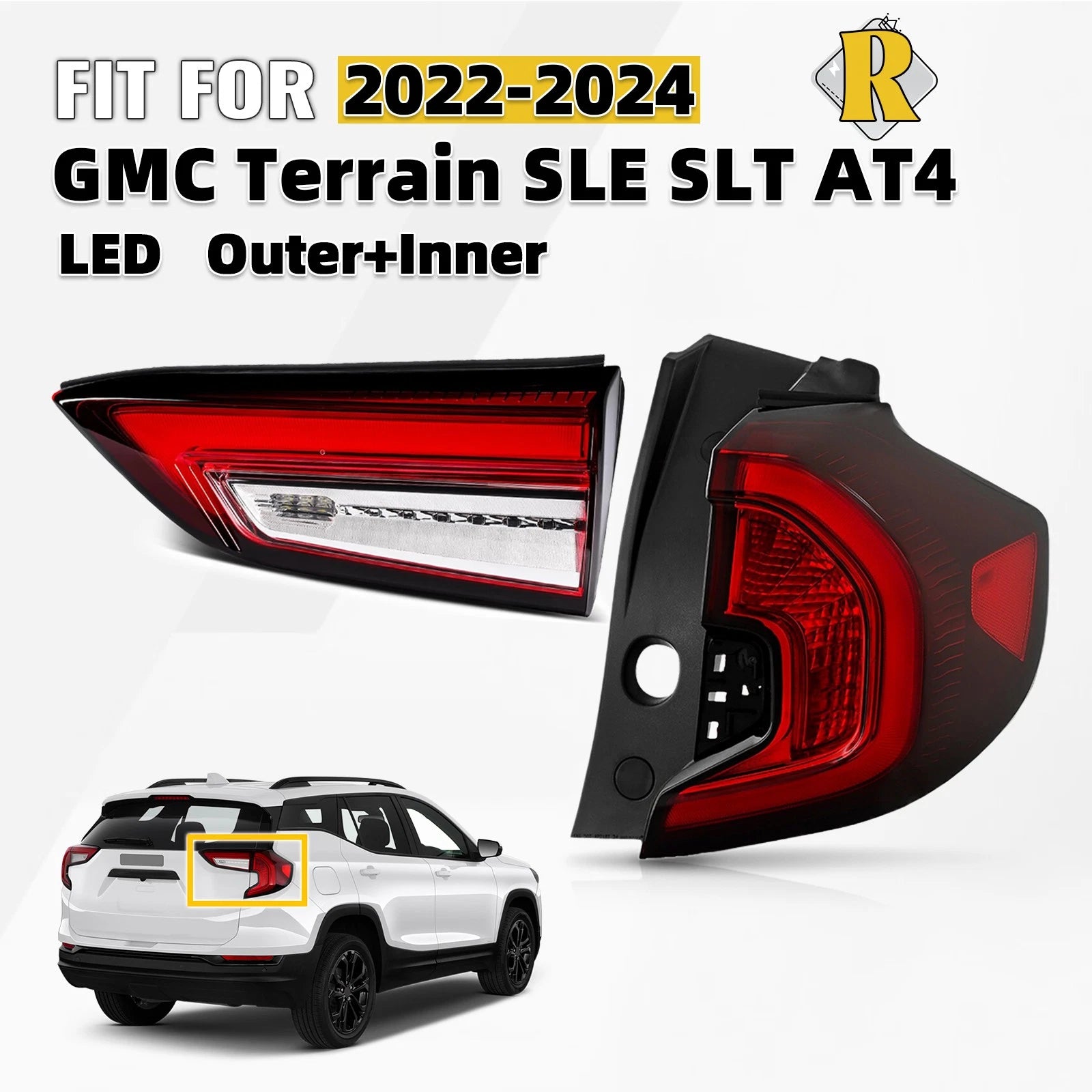LED Tail Light Set for GMC Terrain SLE SLT AT4 (2022–2024) Inner + Outer Right