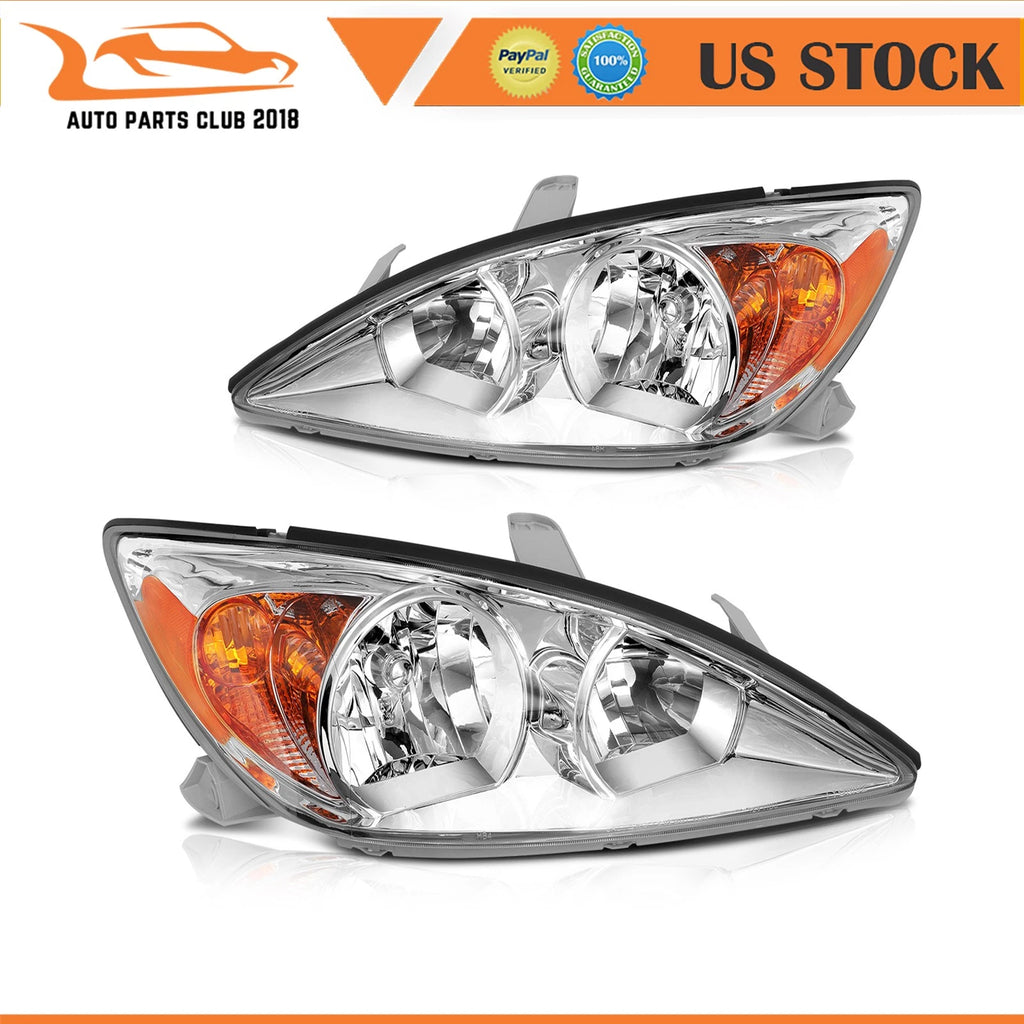 Set of 2 Chrome Headlights Assembly for Toyota Camry (2002–2004)
