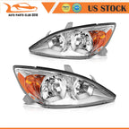 Set of 2 Chrome Headlights Assembly for Toyota Camry (2002–2004)