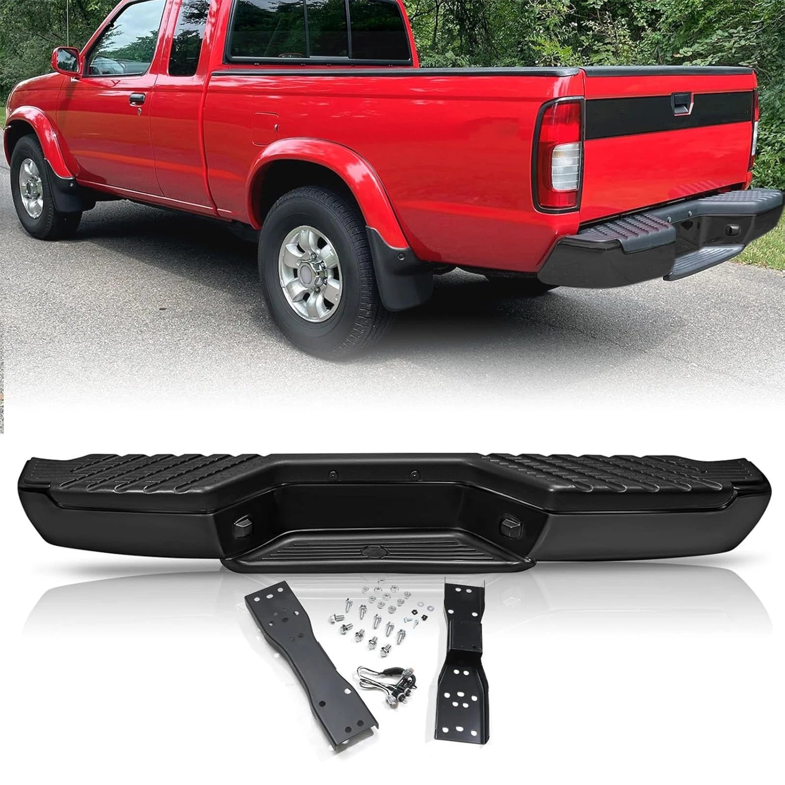 Black Steel Rear Bumper for Nissan Frontier (1998–2004)