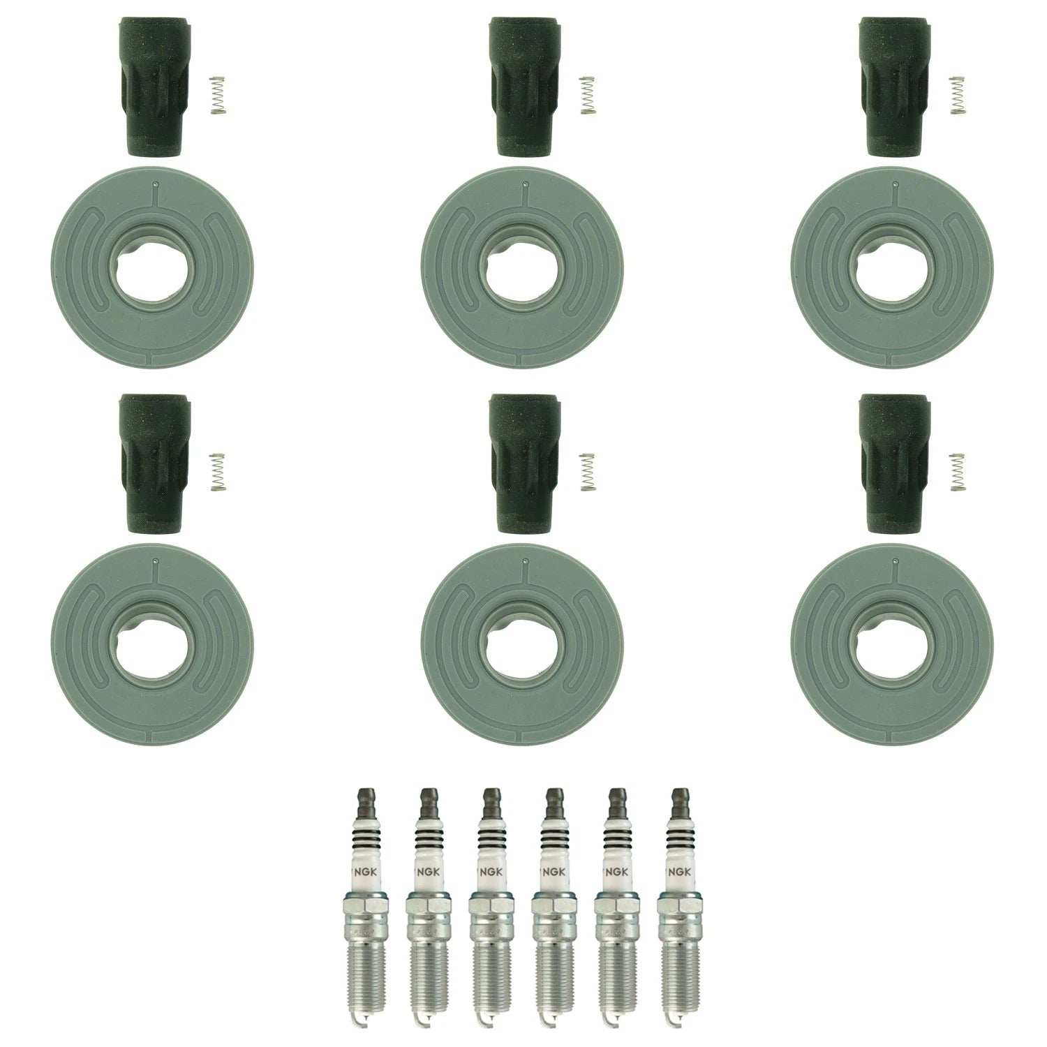 Set of 6 NGK Iridium IX Spark Plugs & Coil Boots for Mazda CX-9 (2007–2021)