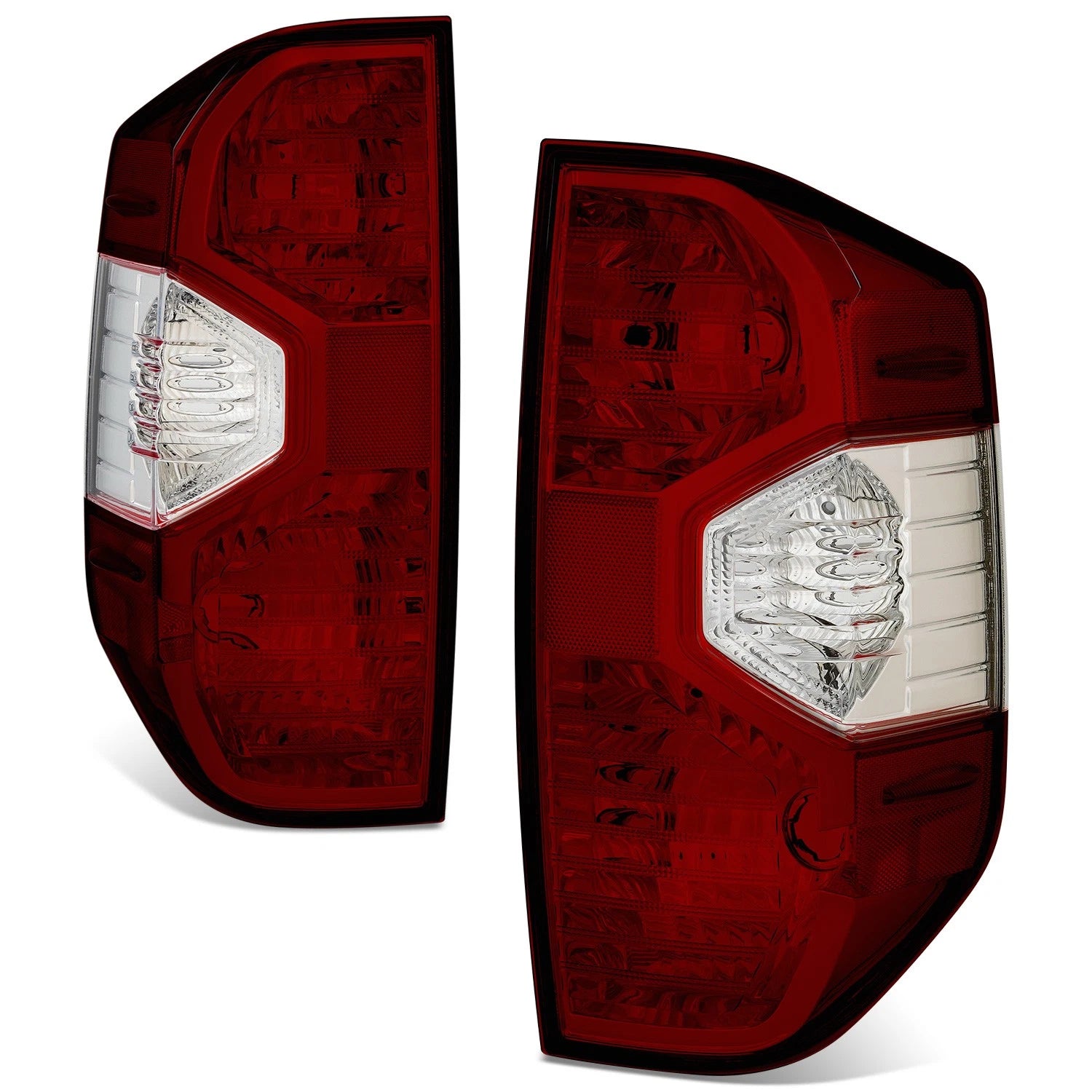 Chrome Housing Dark Red Lens Tail Brake Lights for Toyota Tundra (2014–2021)