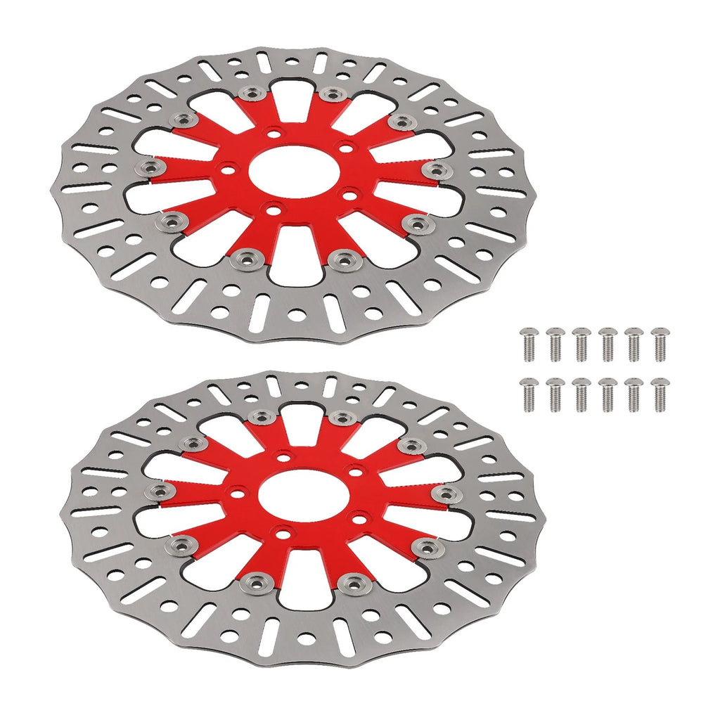 2X Front Brake Disc Rotor 299mm for Harley-Davidson Trike Softail (2009–2019) Red