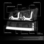 2X J-Halo LED DRL Smoked/Clear Headlight Bumper Lamp for Chevy Silverado (2003–2007)