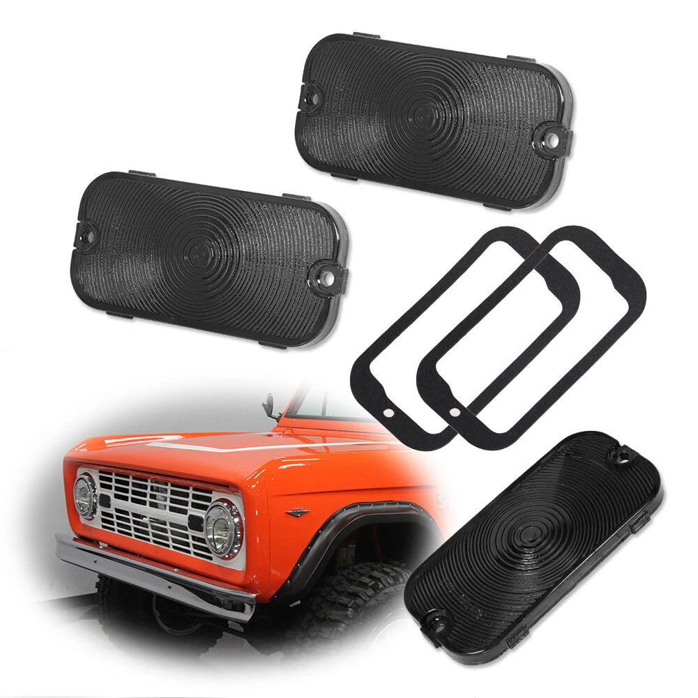 2X Smoked Turn Signal Parking Light Lenses for Ford Bronco (1966–1968)