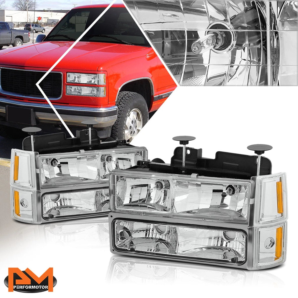 Bumper Headlight Chrome Housing Amber Corner for GMC C/K Suburban (1994–2000)