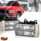 Bumper Headlight Chrome Housing Amber Corner for GMC C/K Suburban (1994–2000)