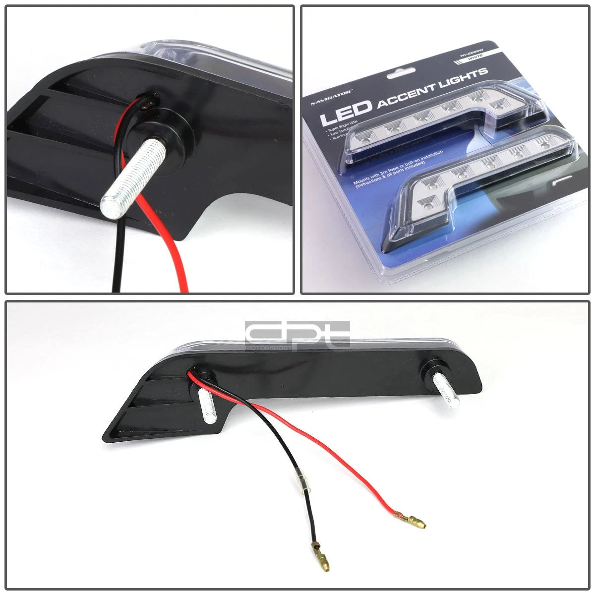 Universal Chrome Housing Grille LED Fog/Accent Lights Set with Switch & Wiring