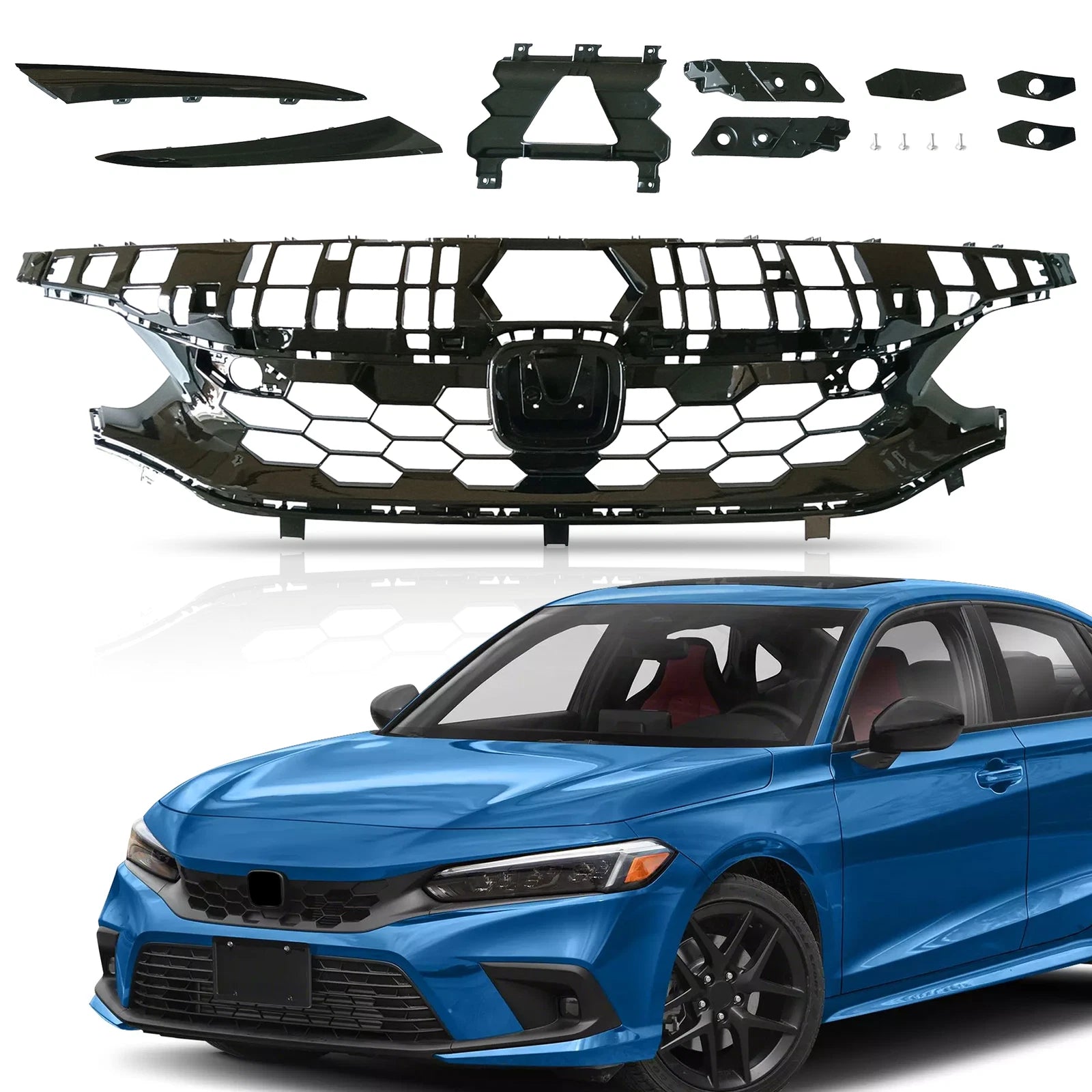Gloss Black Front Grill for Honda Civic Si & Hatchback (2022–2024)