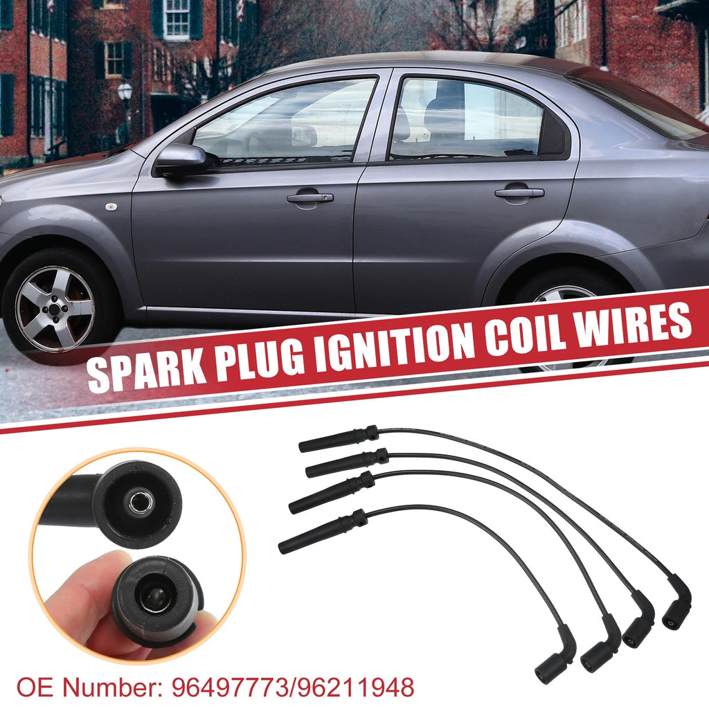 Set of 4 Spark Plug Wires for Chevrolet Aveo/Aveo5 (2004–2011) No. 96497773