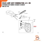 LH RH Tail Lamp Rear Light for Mitsubishi Triton L200 MR (2019-2023)