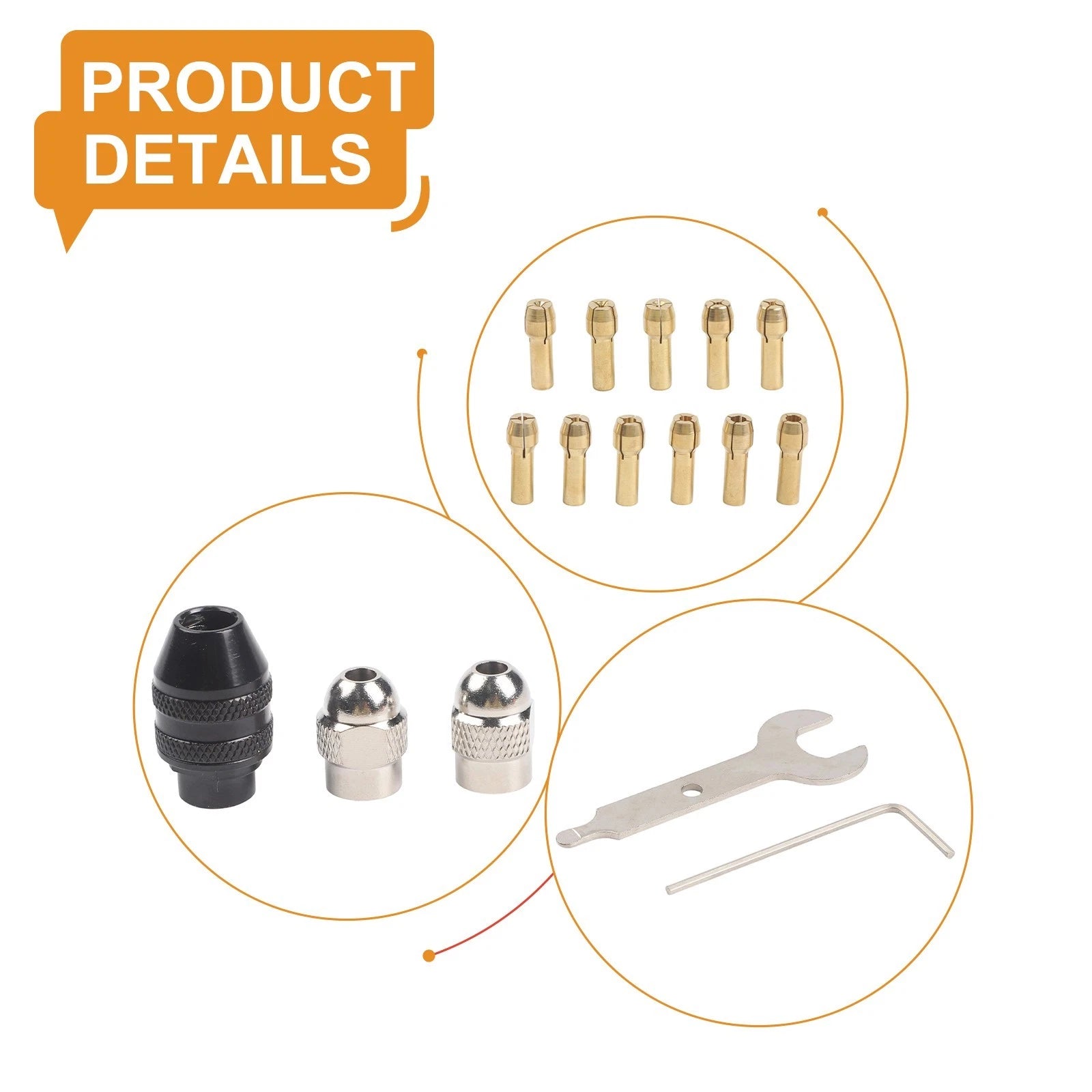 16pcs Drill Chuck Collet Set 0.532mm for Rotary Tools