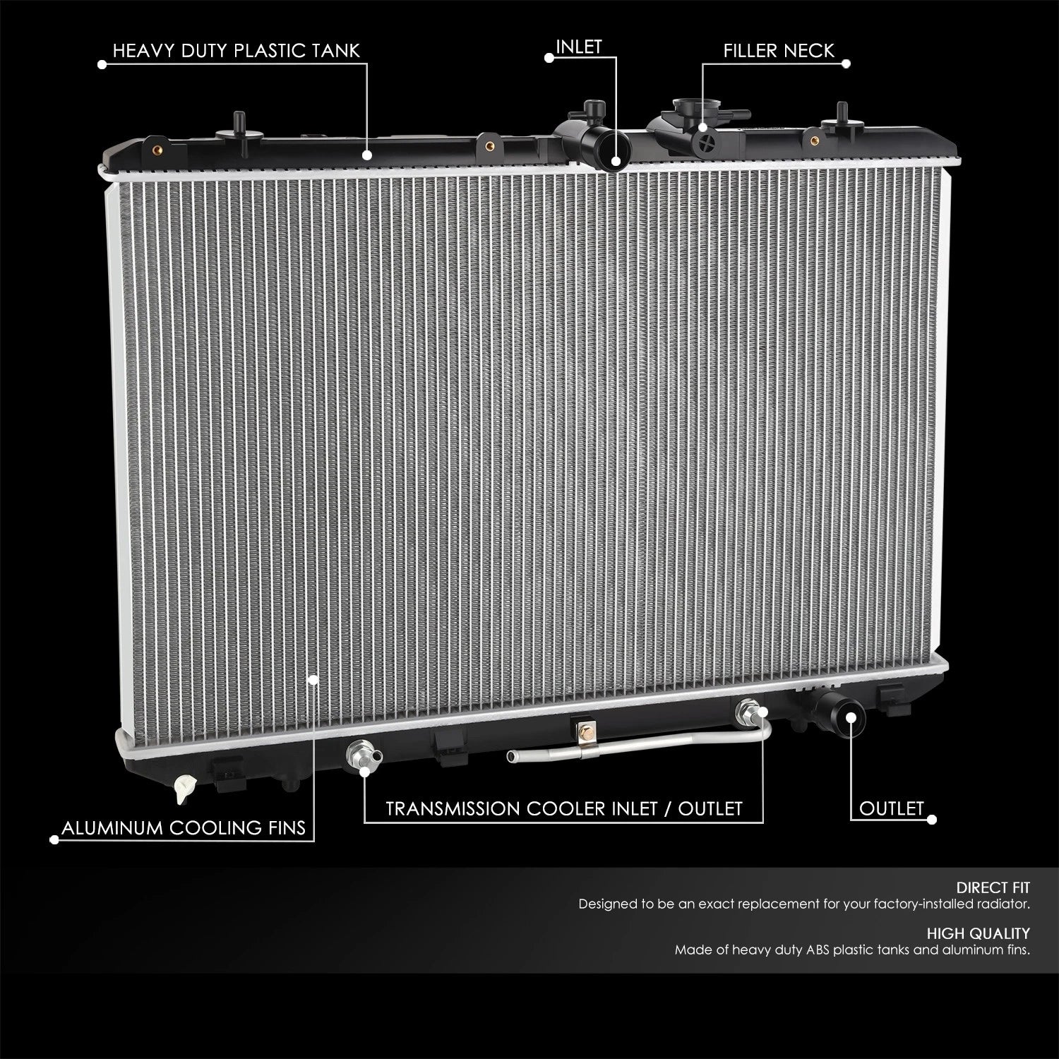 Aluminum Core Radiator for Toyota Highlander 2008–2013 DPI 13023