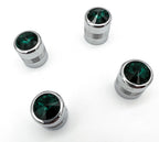 Tire Valve Stem Caps Set Chrome Green Diamond for Hot Rod Car Truck ATV