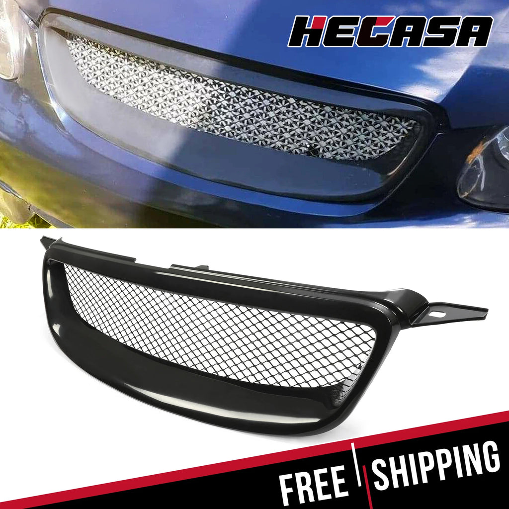 Mesh Front Grille for Toyota Corolla (2003–2007) Glossy Black Metal