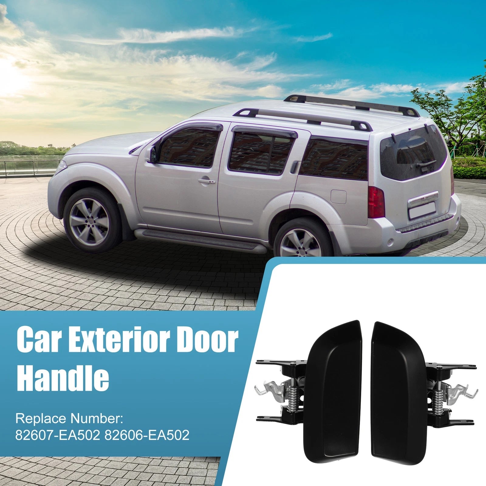 2 Pcs Rear Door Outer Handle for Nissan (82607-EA502, 82606-EA502)