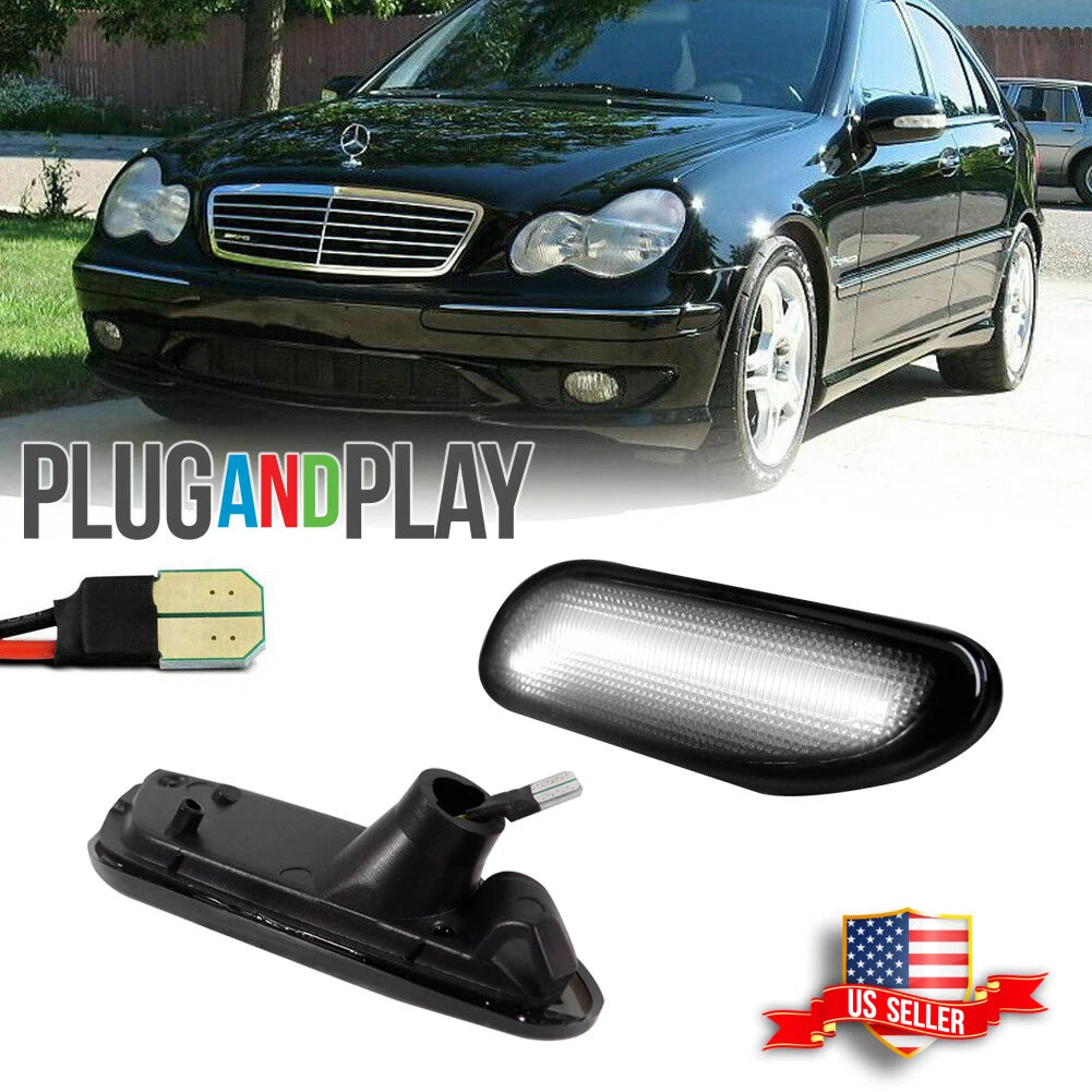 Smoked White LED Side Marker Light for Mercedes Benz W203 C-Class (2001–2007)