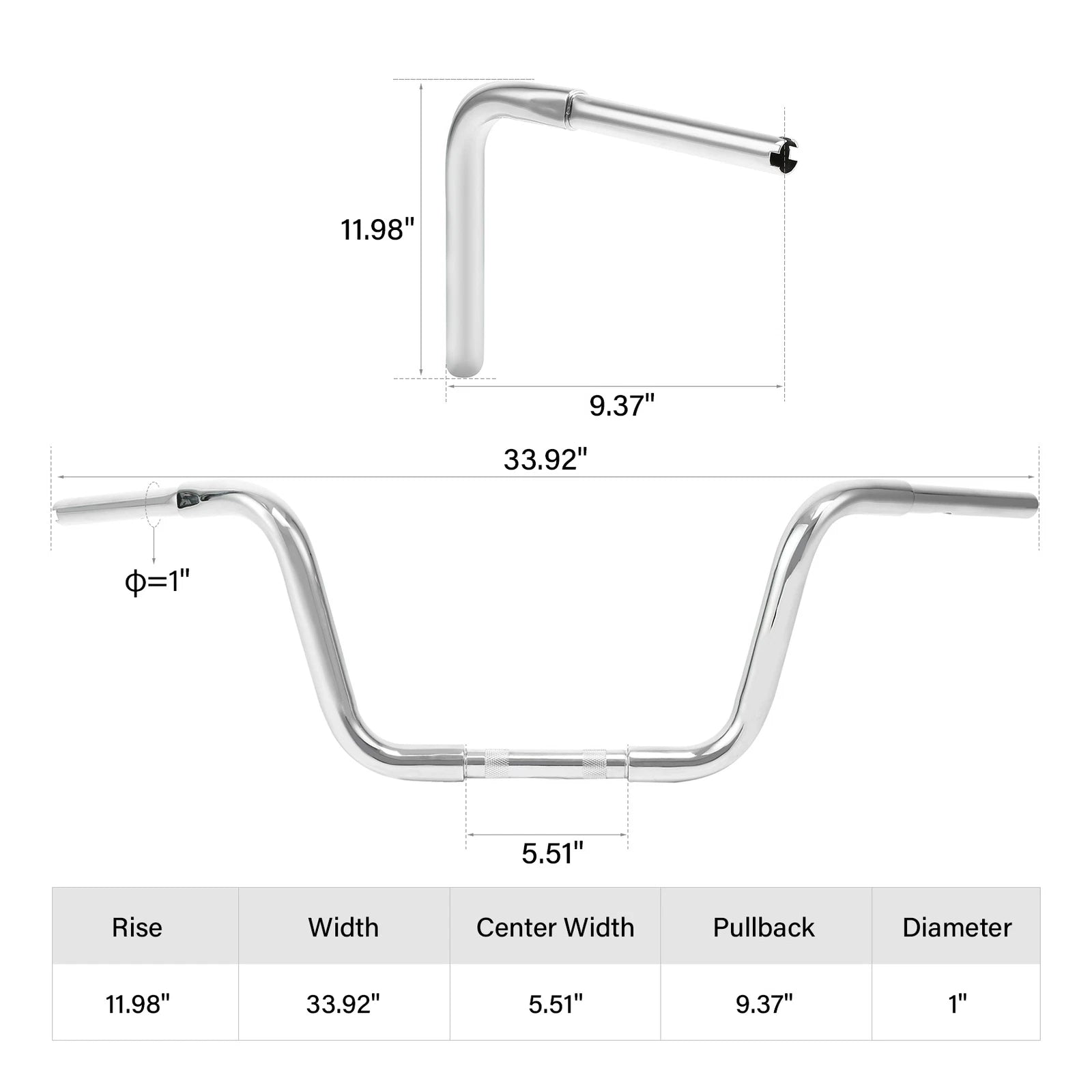 12" Rise Ape Hanger Handlebar for Harley FLST FXST Sportster XL 883 (1986–2023)