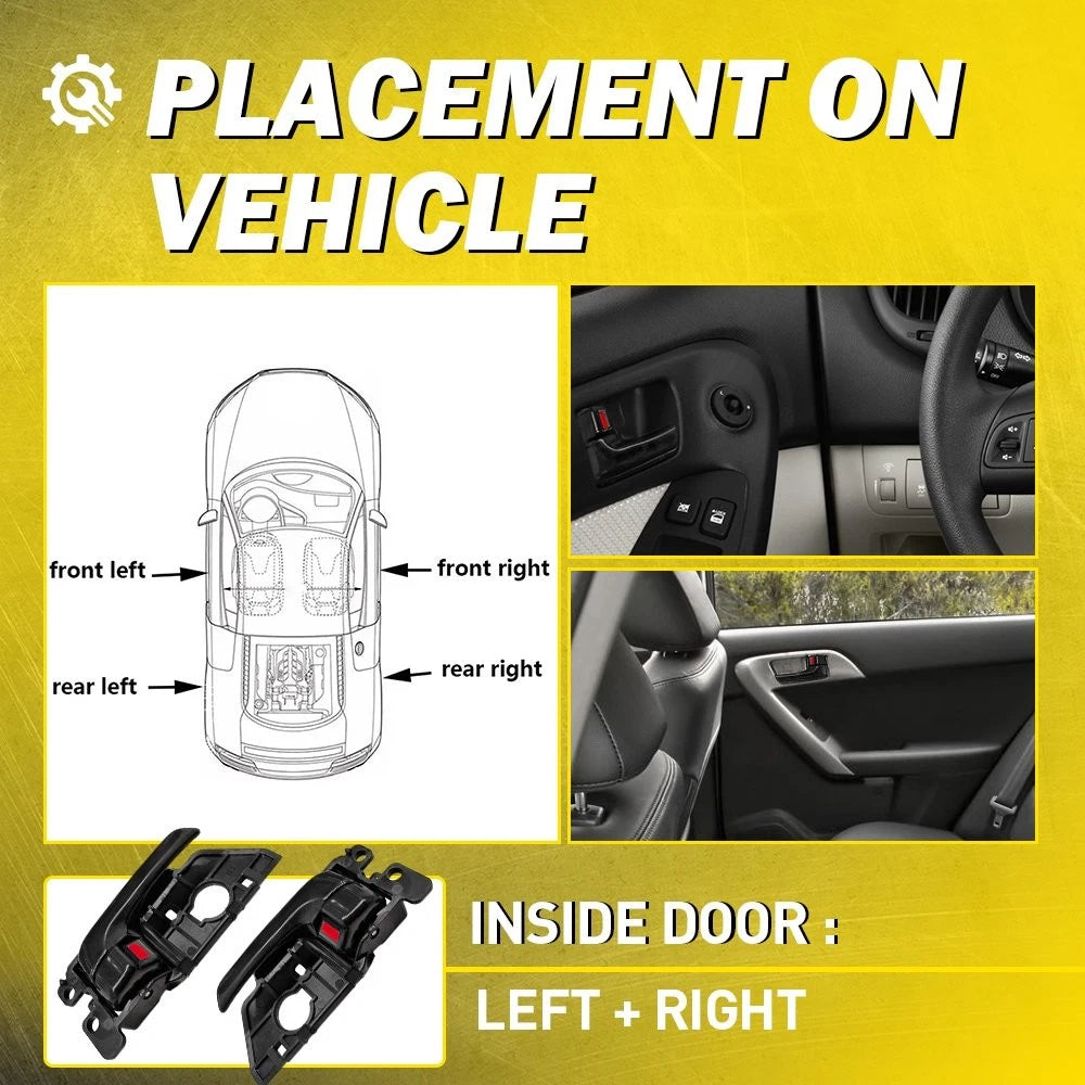 Set of 2 Front Interior Door Handles for Kia Forte (2010–2013) Black PY
