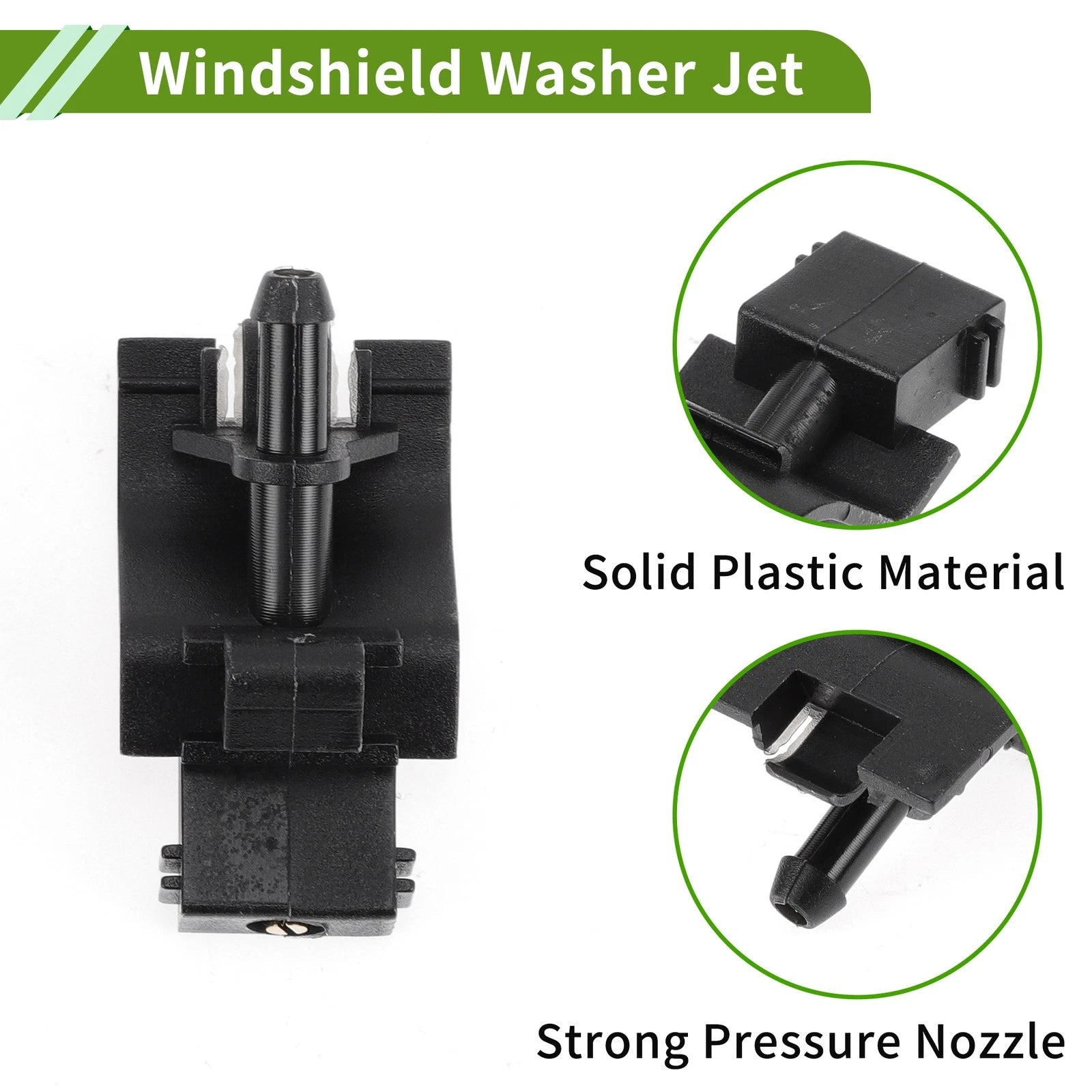 Set of 2 Front Windshield Washer Nozzles for Toyota Sienna Venza (2009–2020) No. 853810T010 Black