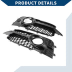1 Pair Front Fog Light Grill for Audi A1 8X/8XA (No. 8X0807682B) Honeycomb Black