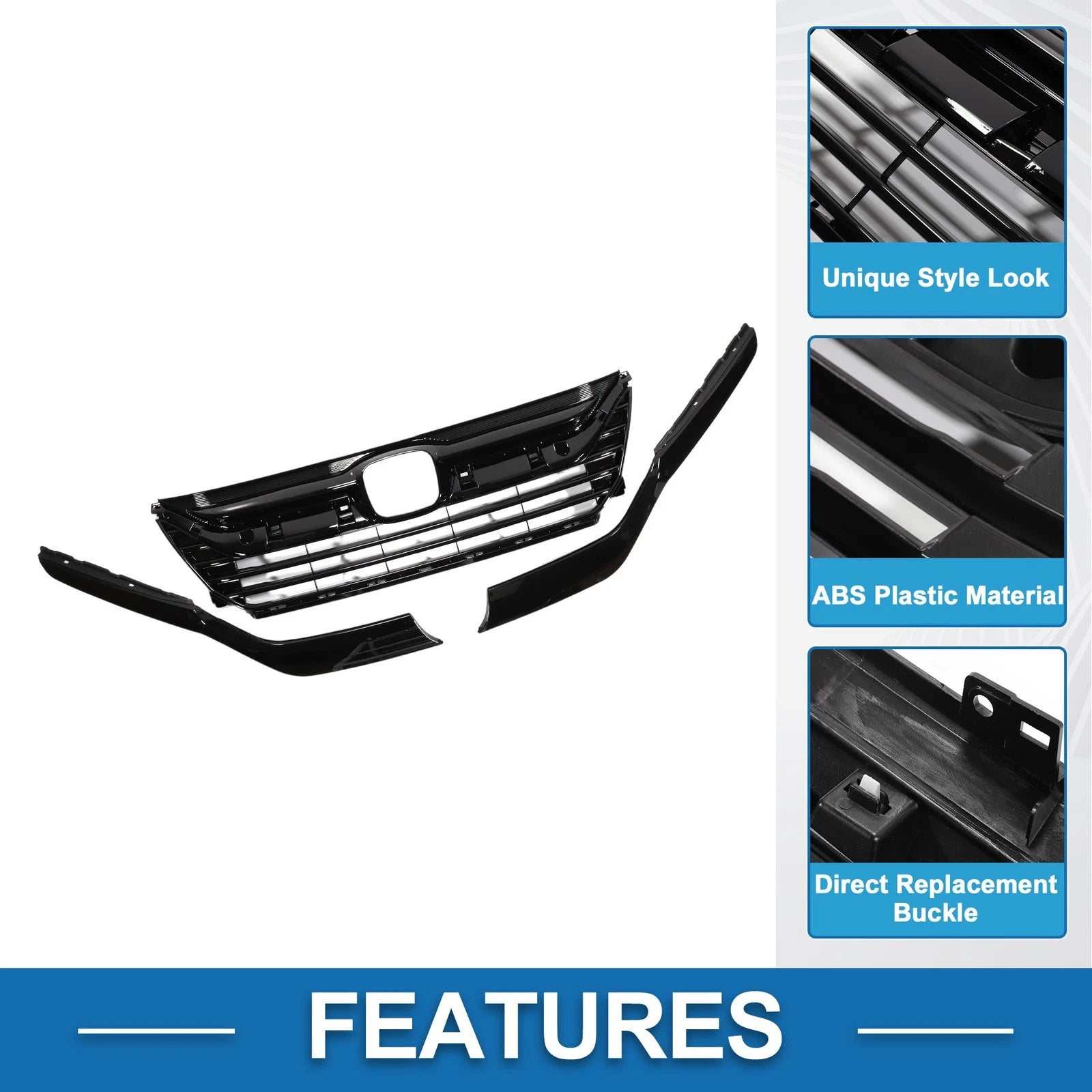 Front Upper Hood Bumper Grille for Honda Odyssey (2018–2021) Black