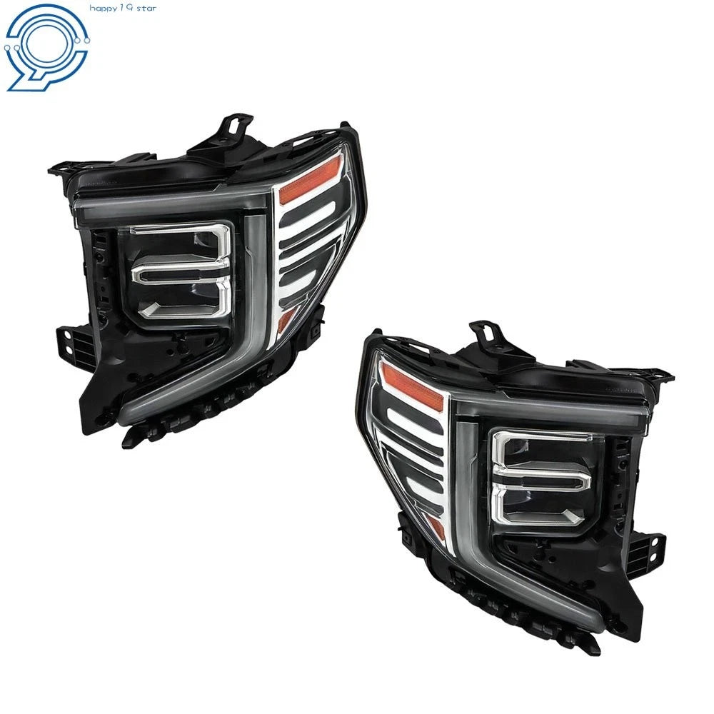 Set of 2 Full LED Headlights for GMC Sierra 1500 SLT (2022–2024) Chrome Trim