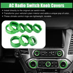 8 Pcs Green AC Radio Switch Knob Cover for Chevy Silverado, GMC Sierra (2014–2018)