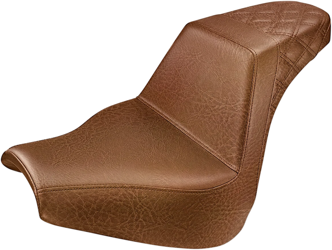SADDLEMEN Step-Up Seat for Harley FXBR/S (2018–2020) - Brown, Lattice Stitch