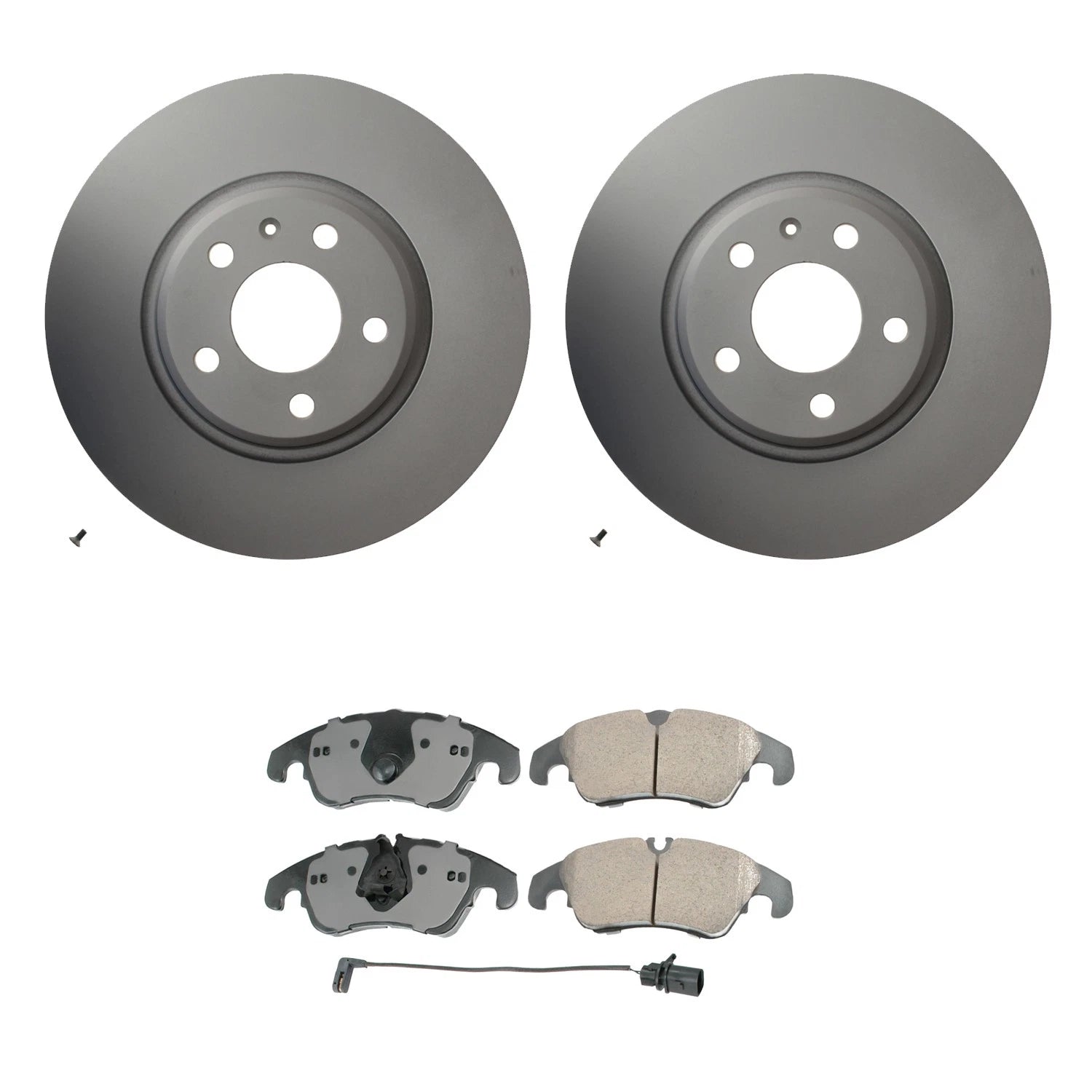 Set of 4 Hella Front Rotors & Akebono EURO Ceramic Brake Pads for Audi A4 A5 Q5 (2009–2019)