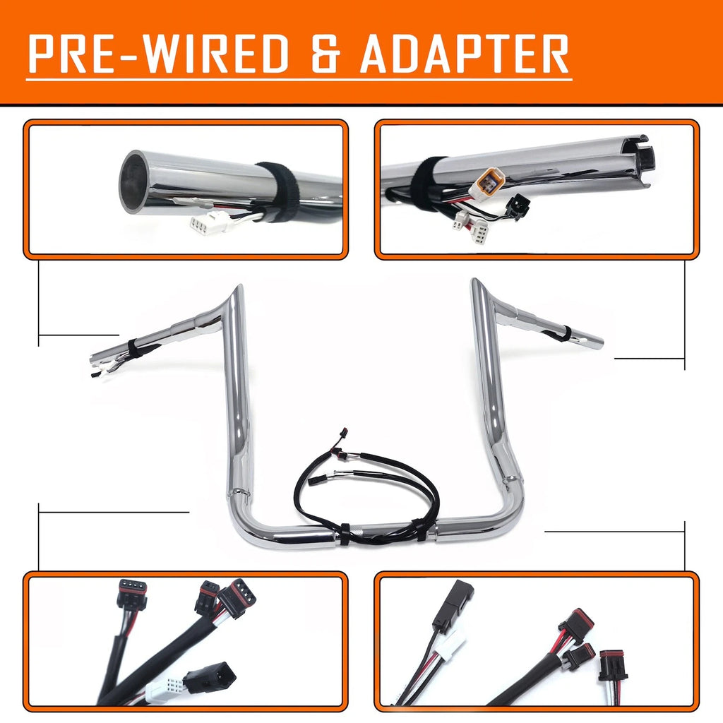 12" Miter Cut Prewired Handlebar for Harley Street Glide/Electra Glide (2016–2023)