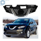 Front Bumper Upper Grille Glossy Black Mesh w/Chrome for Nissan Rogue (2014–2015)