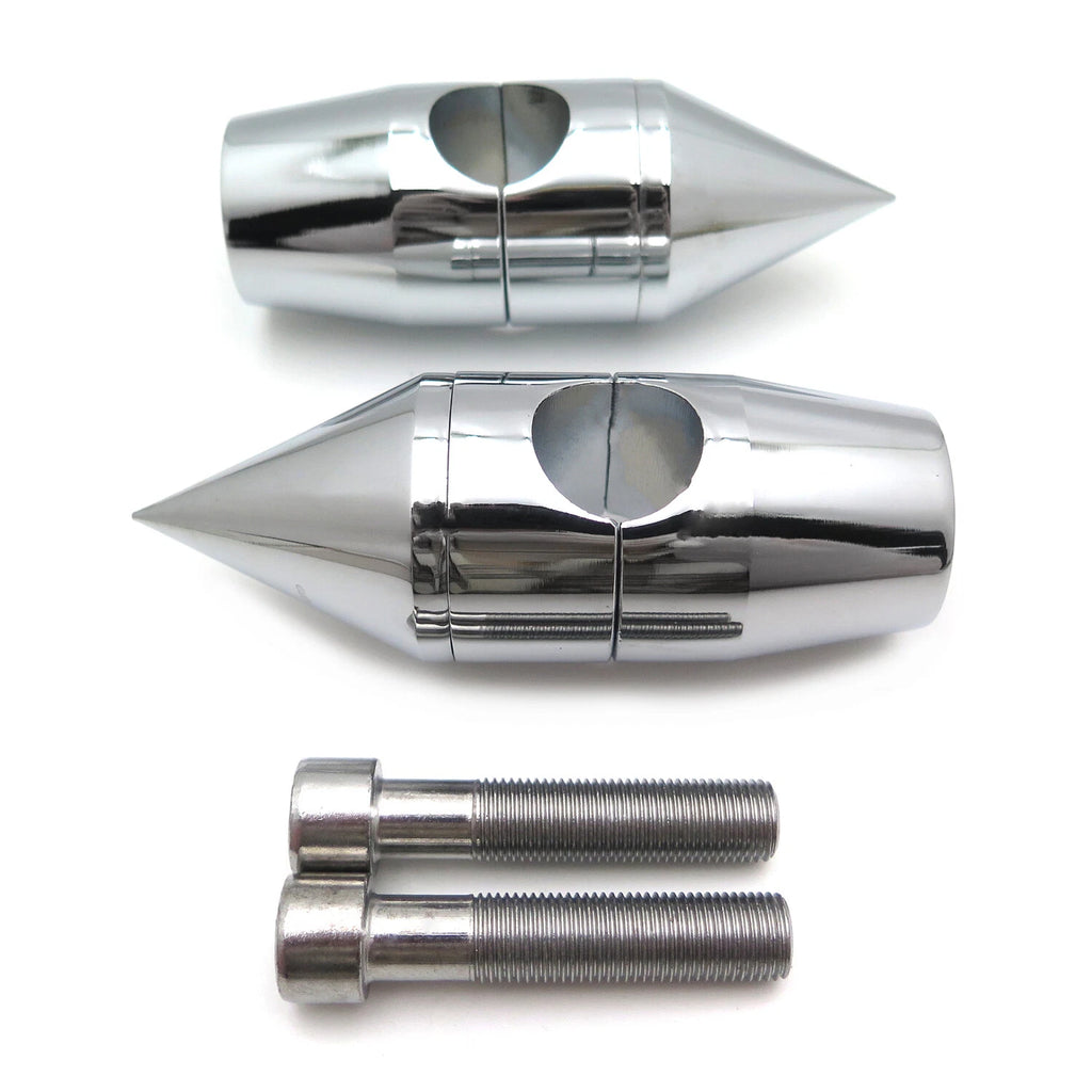 Chrome 1" Billet Spike Handlebar Risers for Harley Softail Dyna Sportster