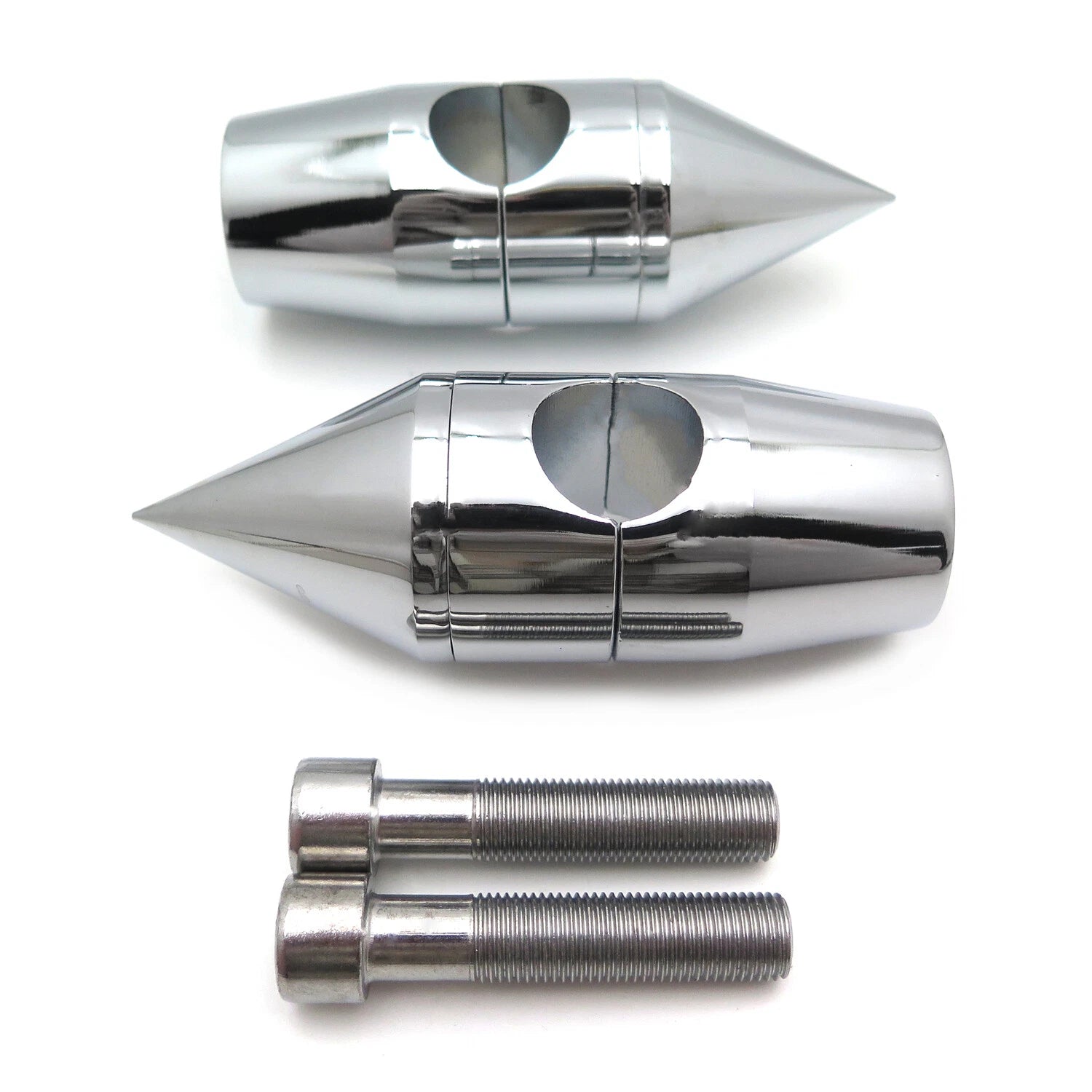 Chrome 1" Billet Spike Handlebar Risers for Harley Softail Dyna Sportster