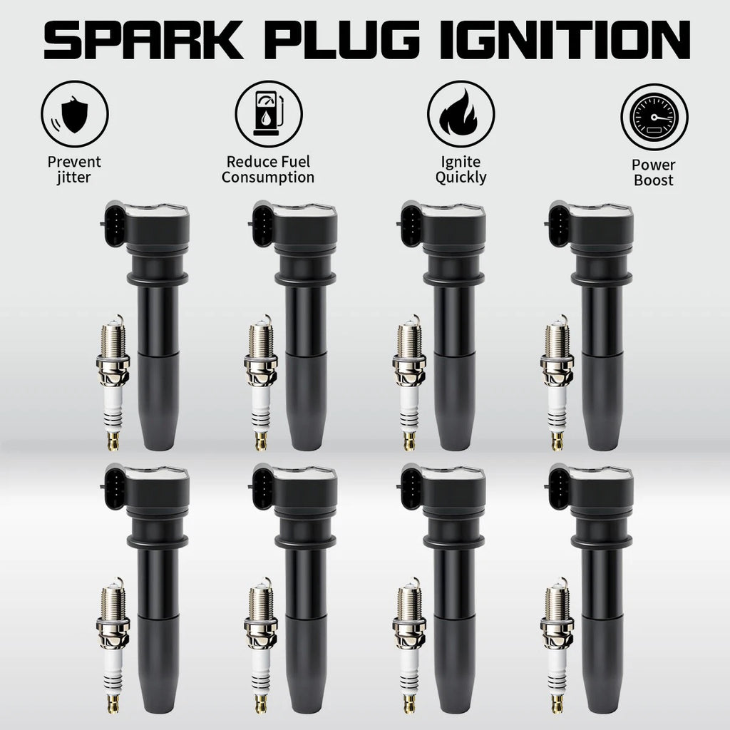 8x Ignition Coils & Spark Plugs for Cadillac Deville 4.6L (2004–2005) 12567285