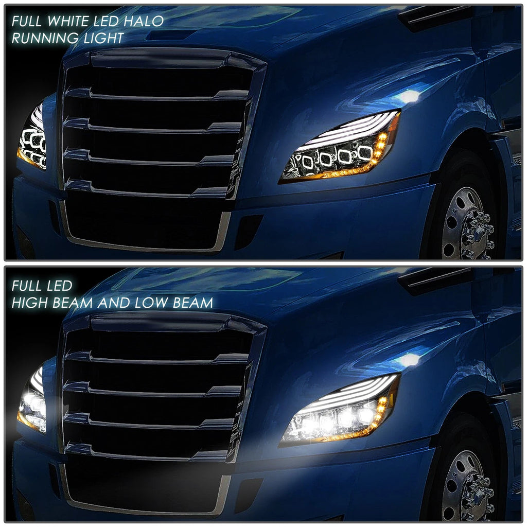 LED DRL Sequential Signal Projector Headlights for Cascadia (2018–2024)