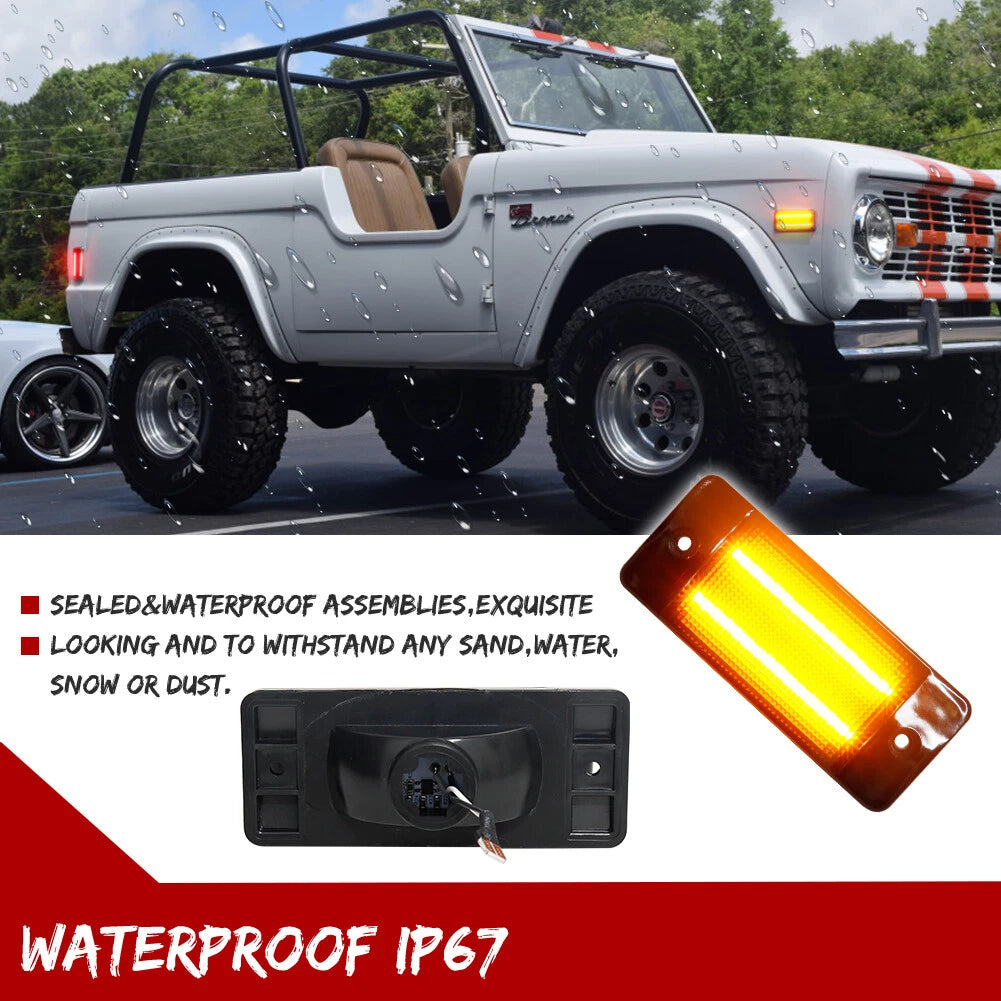Smoke Amber LED Front Side Marker Lamp for Ford Bronco, Pickup (1970–1977)