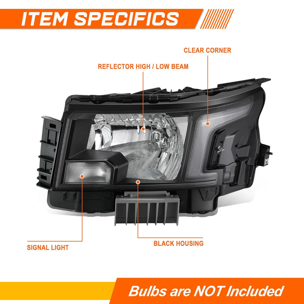 Left Side Headlight for Nissan Frontier (2022–2025) - Black Housing, Clear Lens