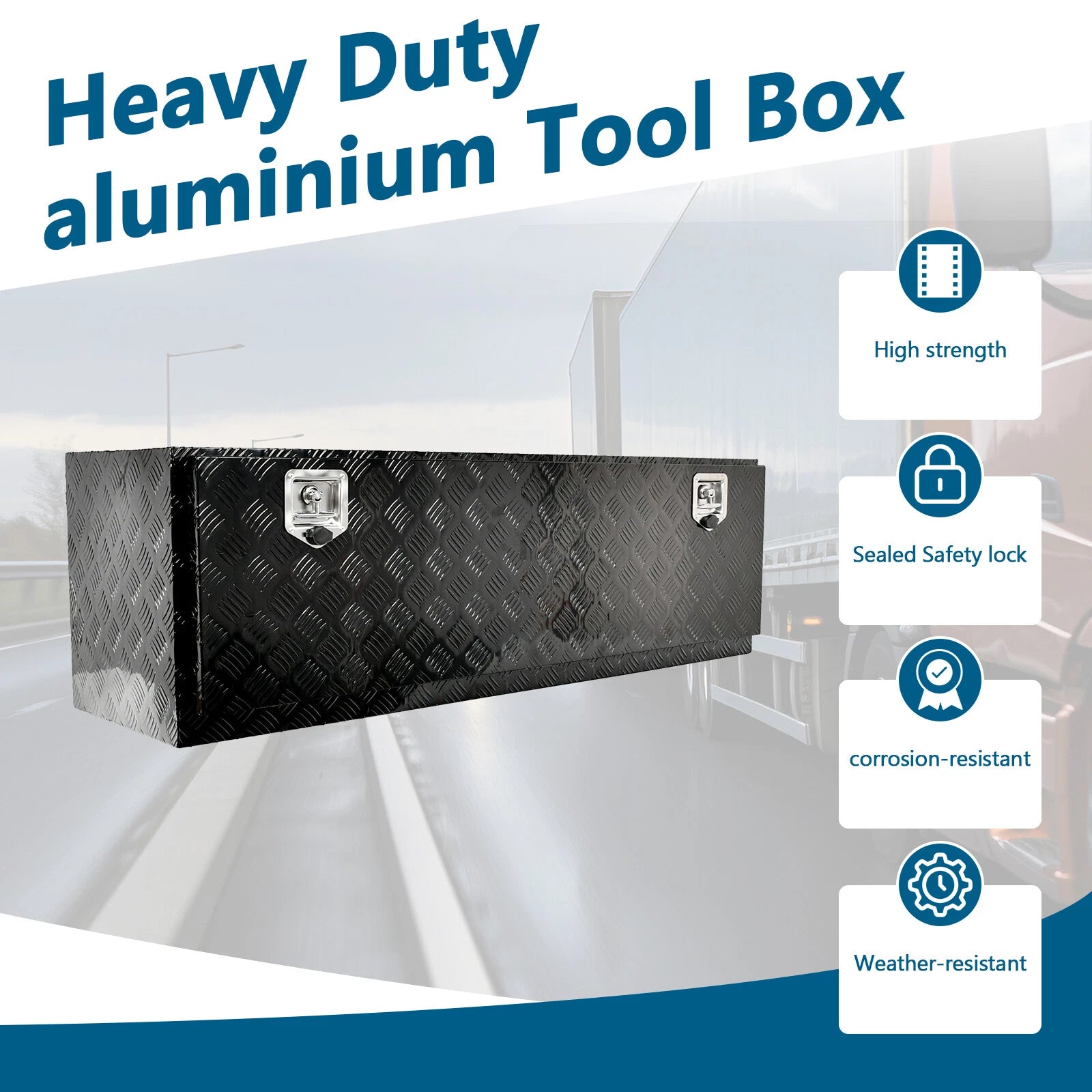 60" Black Aluminum Tool Box for Pickup Truck (Fits Most Models)