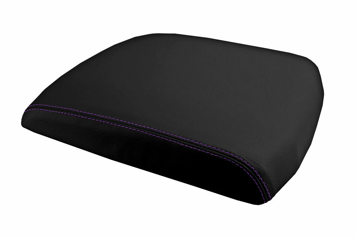 Leather Console Lid Armrest Cover for Dodge Ram (2009–2016) Purple Stitch