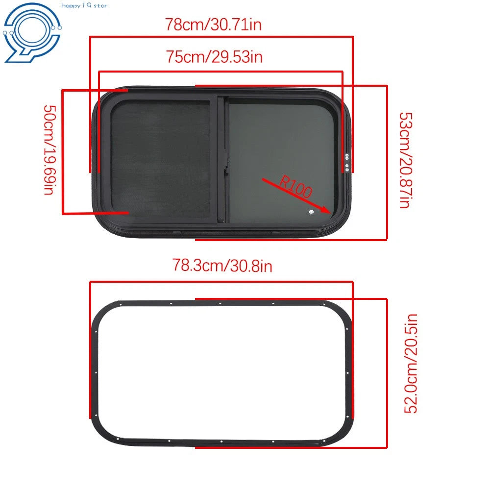 Cargo Trailer Replacement Window 30 x 20 for RV (Horizontal)