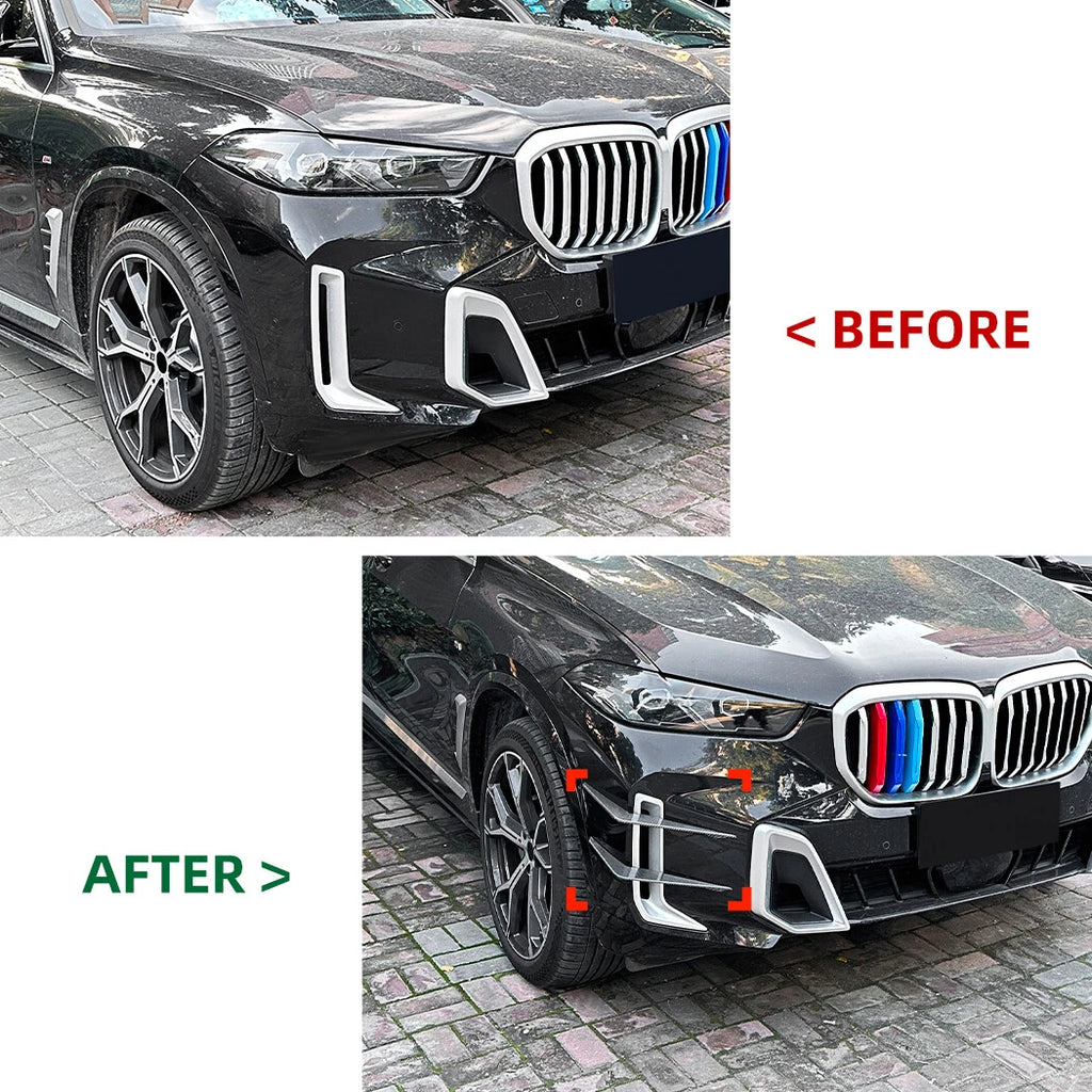 Gloss Black Front Bumper Duct Vents Fin Trim for BMW X5 G05 (2023–2023)