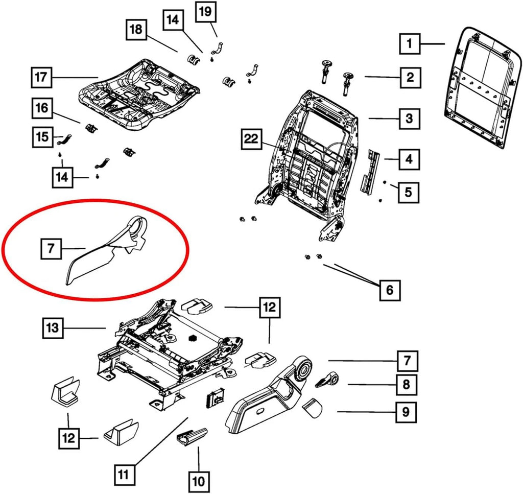 Left Driver Side Outer Power Seat Trim Panel for Dodge Journey (2011–2019)