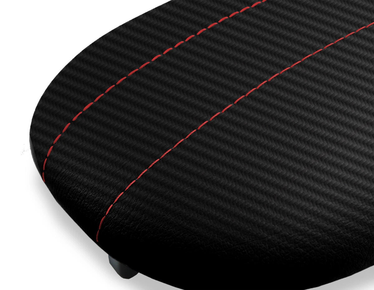 Carbon Fiber Console Lid Cover for Ford Expedition (1997–2002) Black Red Stitch