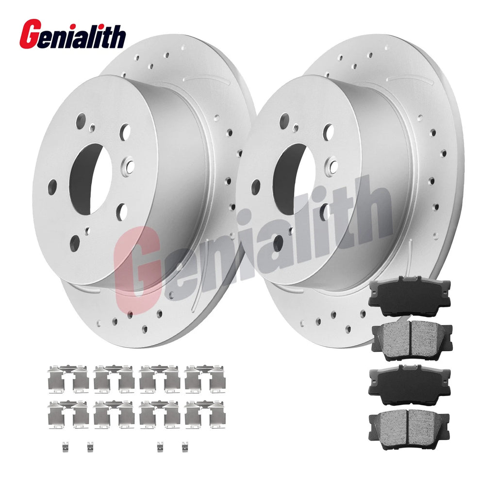 Rear Solid Brake Rotors & Pads Kit for Toyota Camry Avalon Lexus ES300h (2012–2023)
