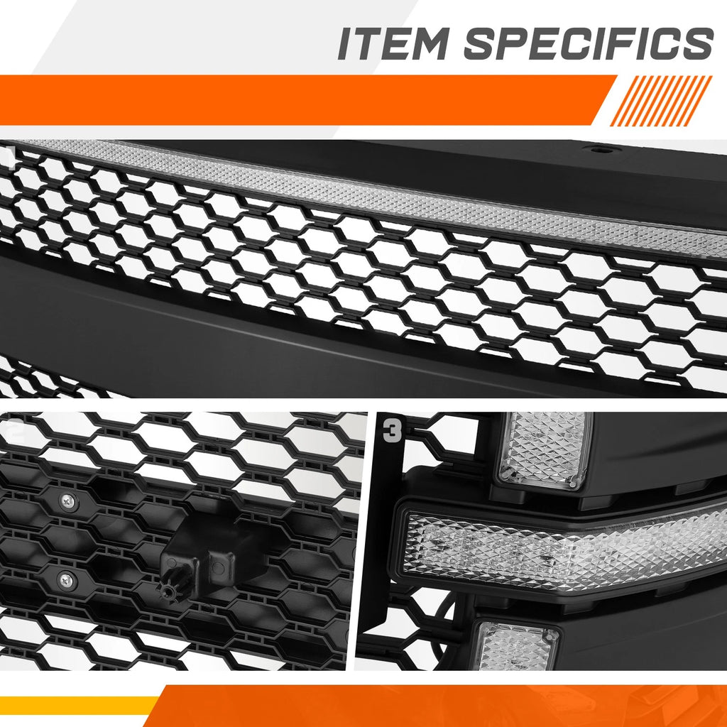 Badgeless Honeycomb Mesh Front Bumper Grille for Ford F-150 (2021–2023) w/RGB LED DRL